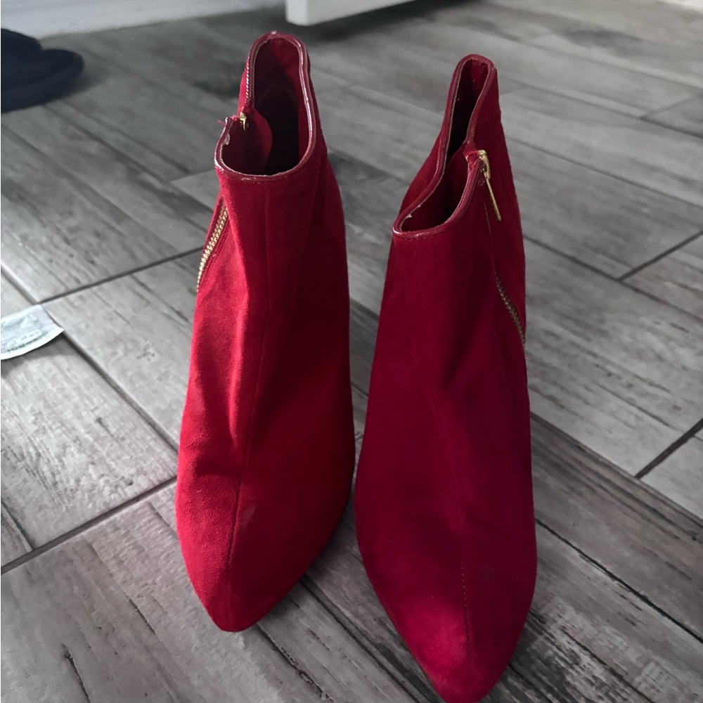 Chinese Laundry Women's US 8 Red Zipper Stiletto Heels Booties Boots